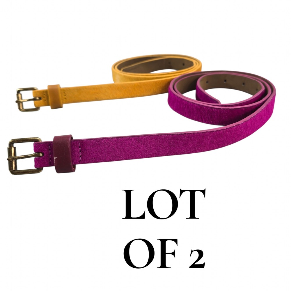 Unbranded Calf Hair Belt Lot 2 Womens XL Magenta Yellow Skinny Boho Western